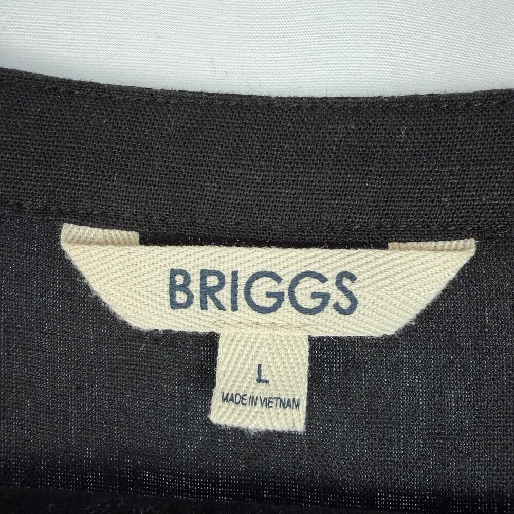 Briggs Black Linen Blend Popover Dress Womens Black Large Vacation Summer Resort - Picture 3 of 9